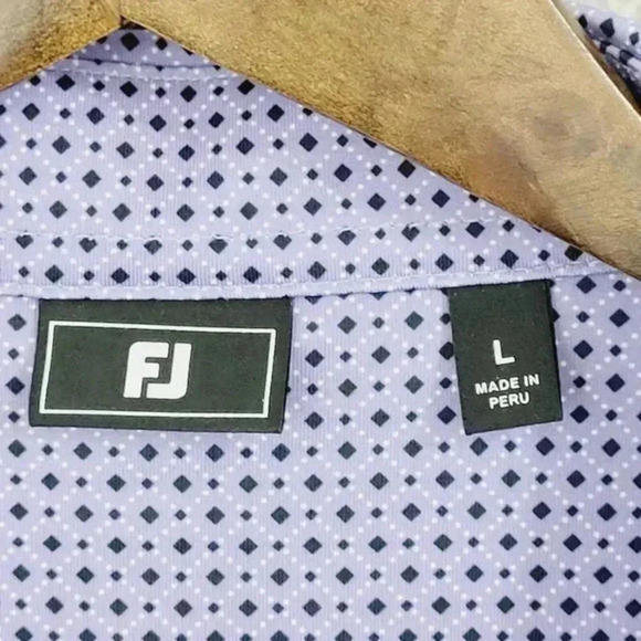 Footjoy Mens Polo‎ Shirt Purple Geometric Print Large Polyester Spandex 21CT - Picture 4 of 7